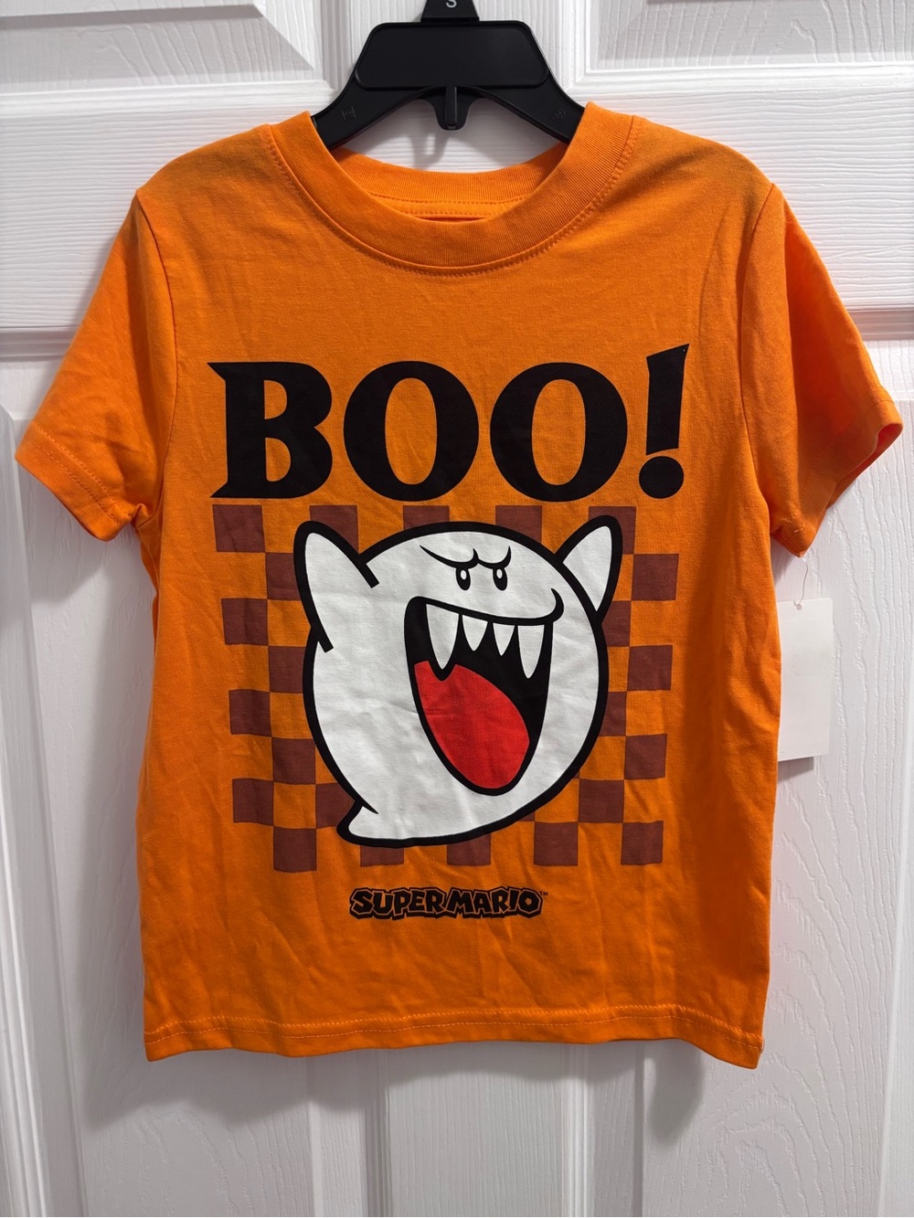 Nintendo Orange Super Mario BOO! Checker Graphic Tee